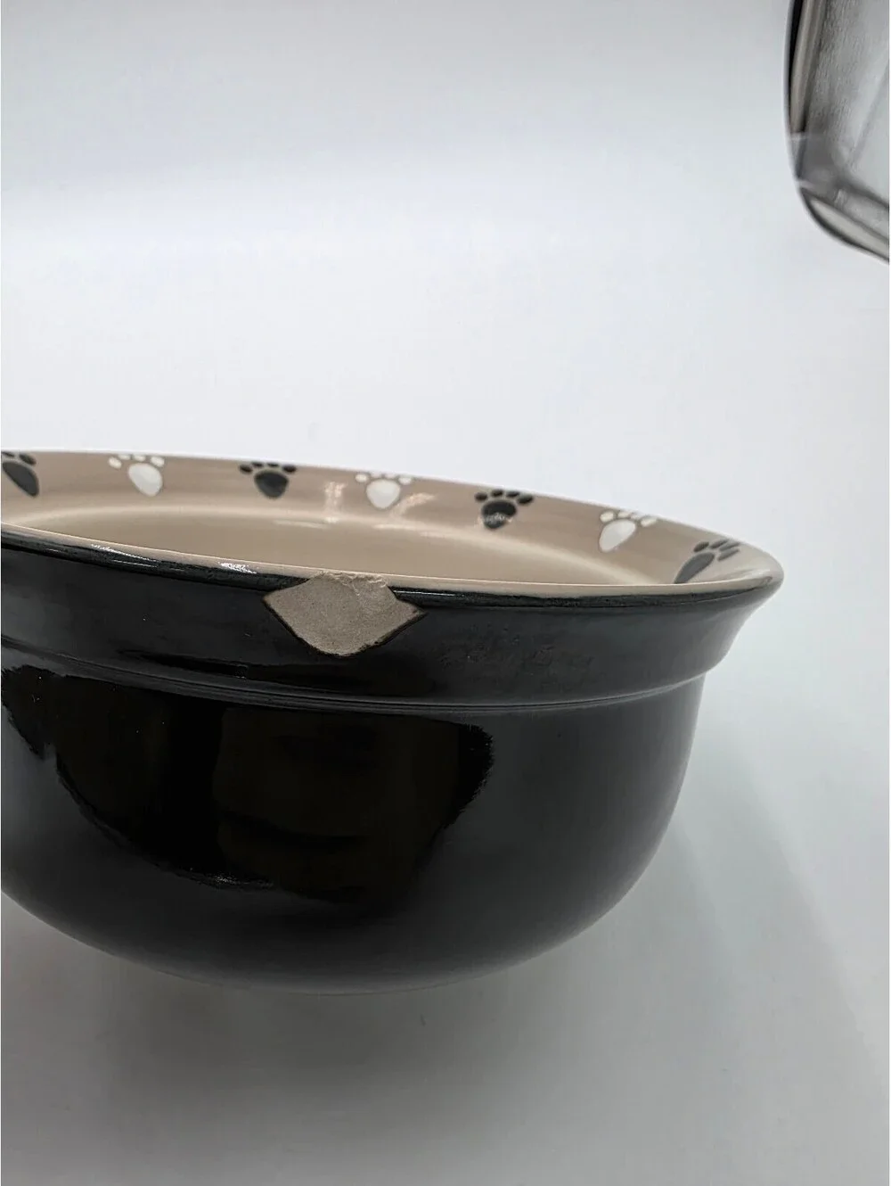 Set of 2 Ceramic Pet Bowls with Paw Print Design